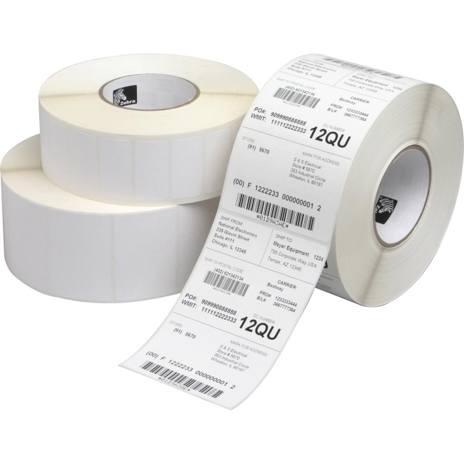 Etiqueta zebra papel 2.25 x 1.25 pulg dt  z-select 4000d 12 rollos por caja