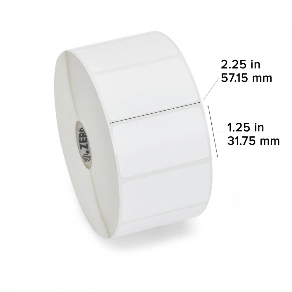 Etiqueta zebra papel 2.25 x 1.25 pulg dt  z-select 4000d 12 rollos por caja