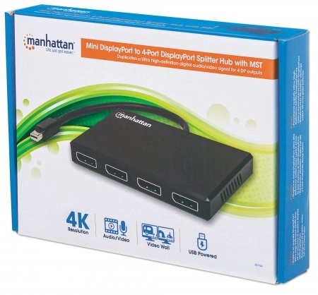 Manhattan divisor de video mini displayport macho - 4x displayport hembra, negro