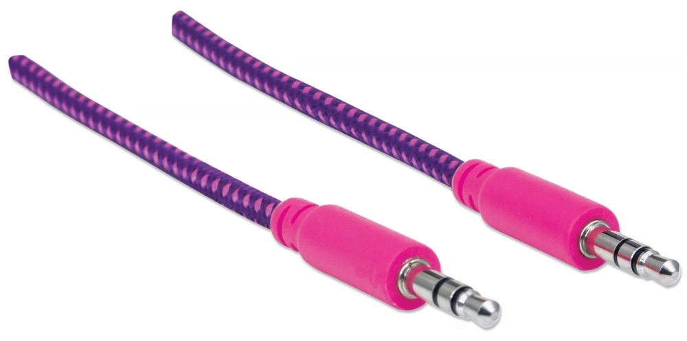 Cable audio estereo 3.5mm m-m 1.8m textil - cable for dispositivo de audio, altavoz, teléfono móvil, smartphone, tableta - 28 awg - rosa, violeta