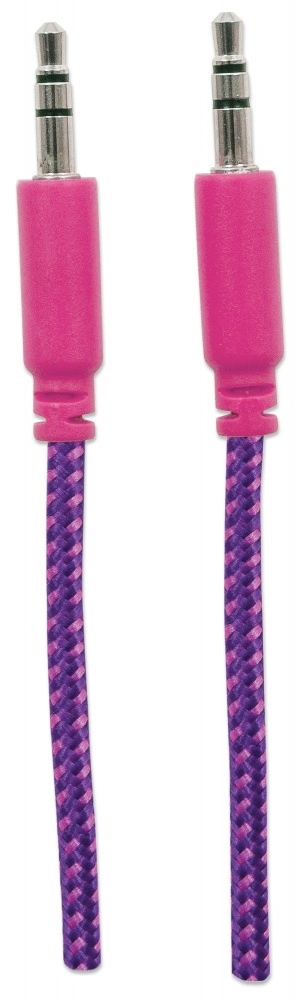 Cable audio estereo 3.5mm m-m 1.8m textil - cable for dispositivo de audio, altavoz, teléfono móvil, smartphone, tableta - 28 awg - rosa, violeta