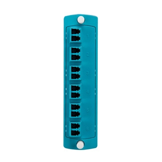 Placa acopladora 50 (om3 & 4) mm duplex lc 12 fibras circonia aqua