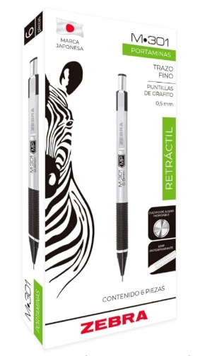 Lapicero zebra m-301 retráctil punto 0.7mm c6 pzas