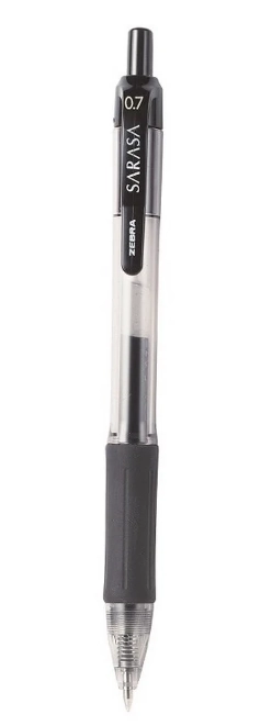 Bolígrafo zebra sarasa retráctil punto mediano 0.7m tinta gel color negro c6 pzas