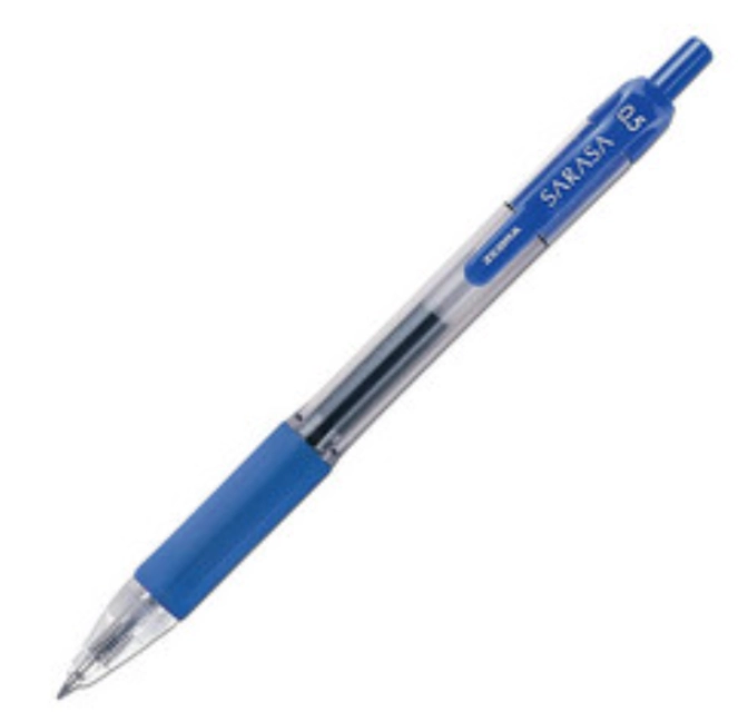Bolígrafo zebra sarasa retráctil punto fino 0.5mm tinta gel color azul c6 pzas