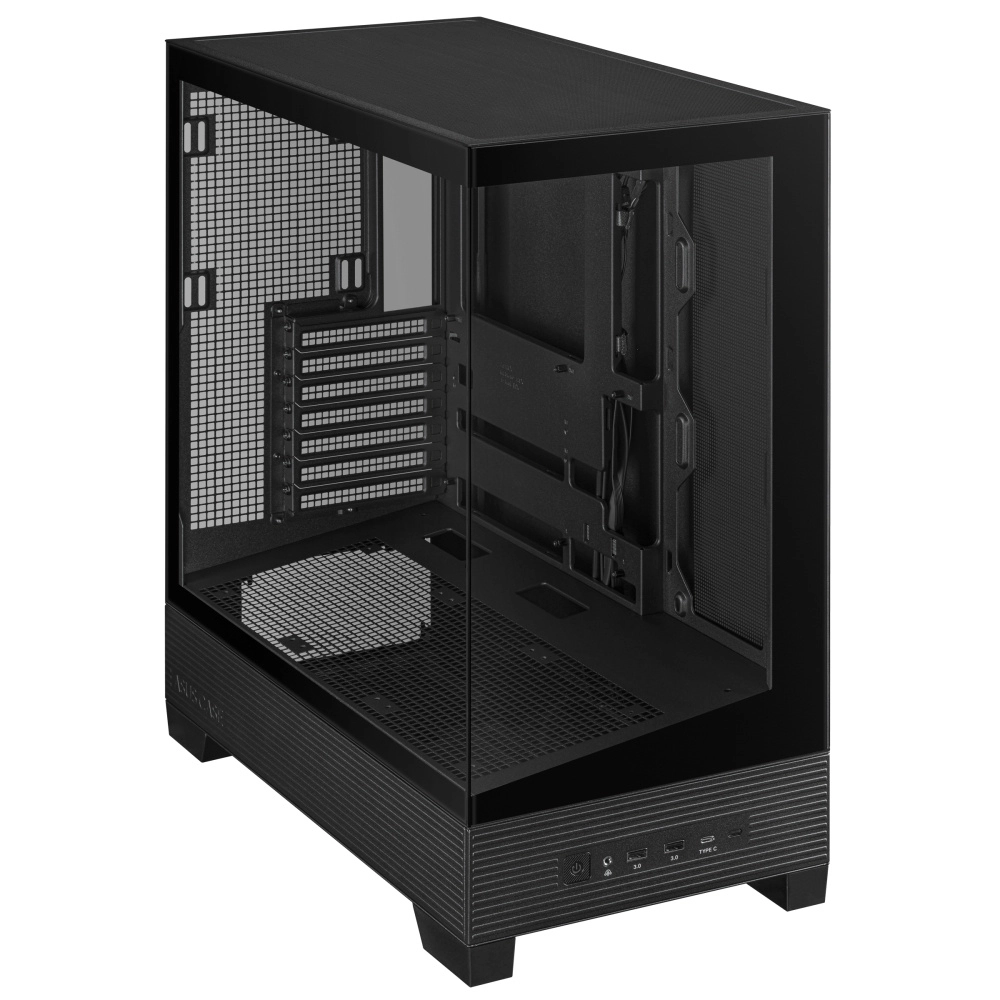 Gabinete asus a31, midi-tower, atxmicro-atxmini-itx, usb 3.0, sin fuente, sin ventiladores instalados, negro