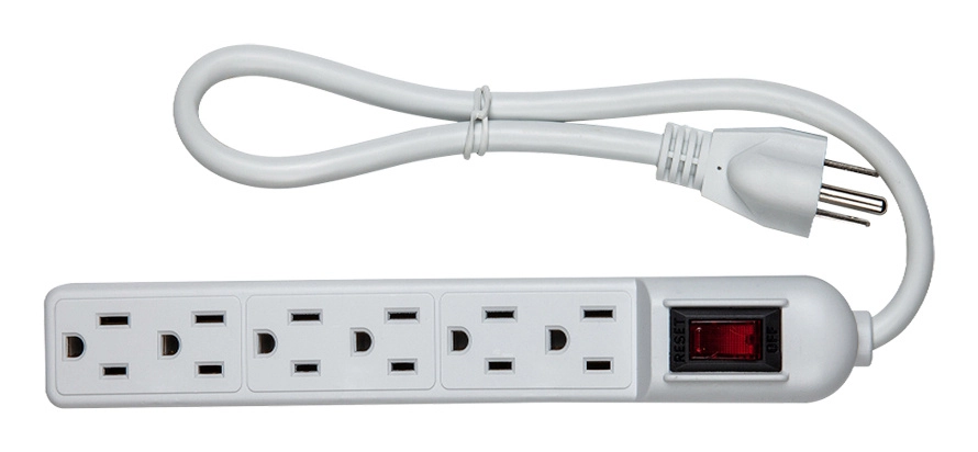 Argos 9700250 - barra multicontactos con supresor de picos  6 tomas aterrizadas  uso interior  color blanco  110-125v ac  1875w