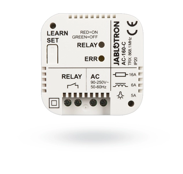 Rele de alimentacion inalambrico multifuncion empotrado en caja, el rele de alimentacion inalambrico multifuncion es un componente del sistema jablotron 100+. incluido en el panel de control, el rele copia las salidas pg seleccionadas.