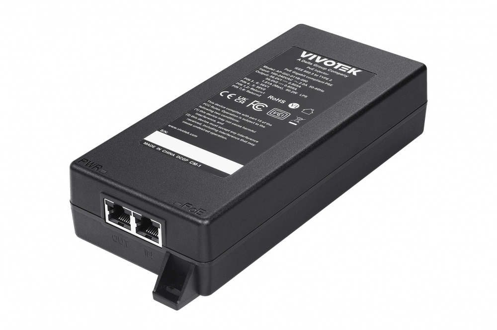 Vivotek ap-gic-011b-090 - inyector poe gigabit de 90w con 1 puerto, compatible con 802.3afatbt, ndaa, 56vdc1.61a y protección de 6kv