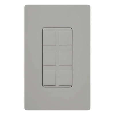 Marco de 6 puertos  conectores snap-in  incluye 6 insertos ciegos  acabado brillante gris  línea claro  placa cw-1-gr por separado