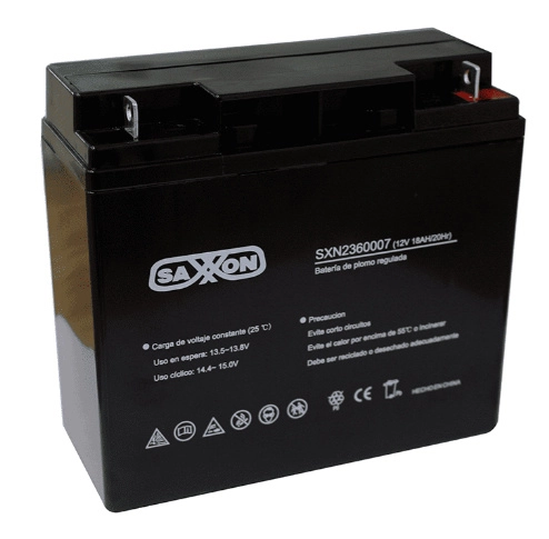 Saxxon cbat18ah - bateria de respaldo de 12 volts libre de mantenimiento y facil instalacion  18 ah compatible con cctv acceso bosch