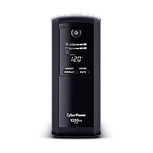 No break cyberpower cp1350avrlcd 1350 va/ 815 watts, interactivo, torre, 10 nema 5-15r, 5 respaldo y 5 supresin, 3 años de garanta, incluyendo batera.