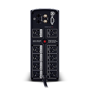 No break cyberpower cp1350avrlcd 1350 va/ 815 watts, interactivo, torre, 10 nema 5-15r, 5 respaldo y 5 supresin, 3 años de garanta, incluyendo batera.