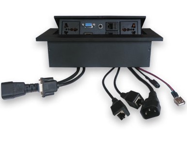 Caja de mesa - rj45 cat 5e, hdmi, svga, usb v2.0, 3.5 mm, nema 5-15r, negro, brobotix 005514n