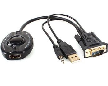 Convertidor vga a hdmi - vga a hdmi+ audio 3.5mm, negro, brobrotix, 150620