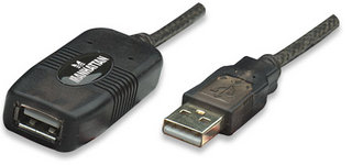 150958 cable de extensión activa usb de alta velocidad usba macho/ a hembra - 20m, con repetidor incluido.