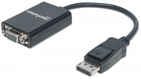 151962 convertidor de diplayport a vga; displayport macho a vga hd15 hembra - 15 cm activo color negro.