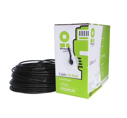 Bobina utp - cat5e, 305 m, exterior con gel, negro, cca, brobotix 183055