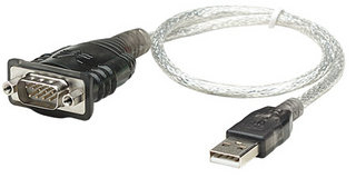 Convertidor de usb a serial manhattan 205153 - 0, 45 m, transparente, rs-232, usb 2.0 a, macho/macho