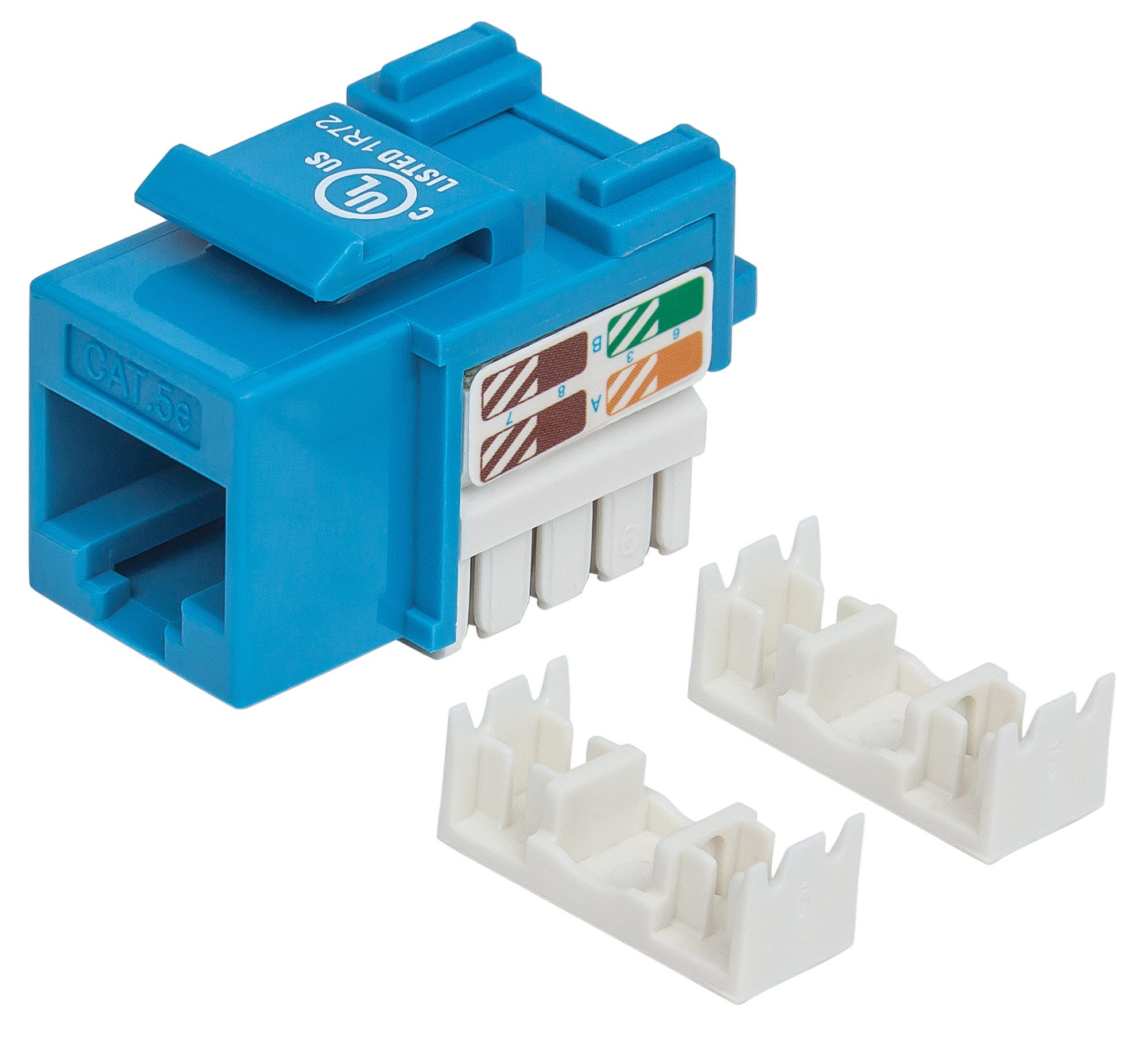 210546 jack rj45 cat5e keystone de impacto azul - para uso con cable sin blindar (utp) cat5e, compatible con herramientas de impacto 110 y krone