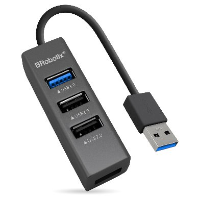 Hub usb brobotix 263021 - usb 2.0, v2.0 y v3.0  4 puertos, 5120 mbps, negro