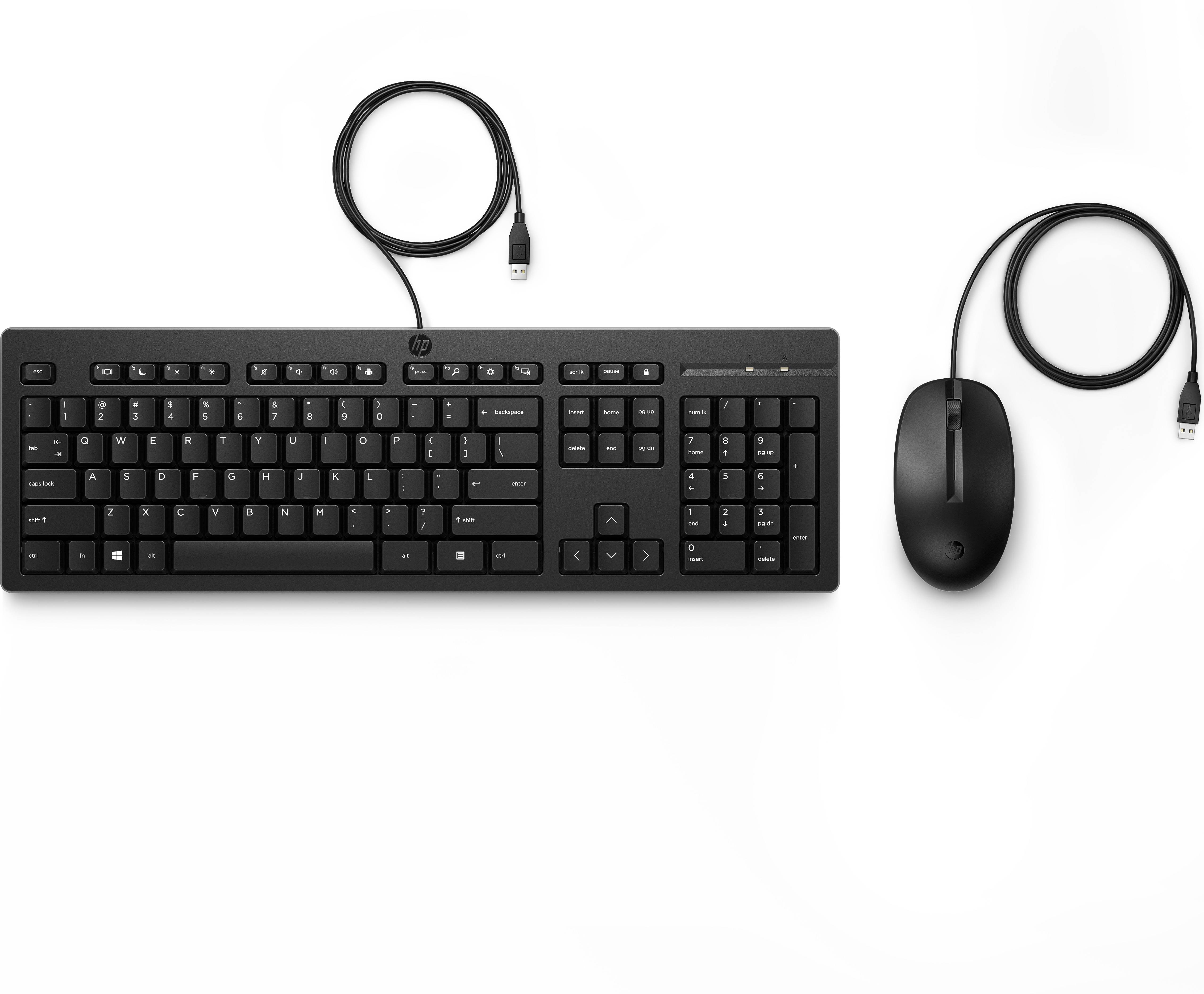 Kit de teclado y mouse hp 225 286j4aa - alambrico, compatible con equipos hp con puerto usb-a disponible