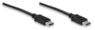 Cable displayport manhattan 307093 - 3 m, displayport, displayport, negro