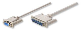 314770 cable null modem para impresora con conector db9 hembra a db25 macho - 1.8m. blindado y sellado