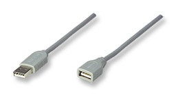 Cable usb - extension manhattan - 4, 5 m, usb a, usb a, macho/hembra, gris