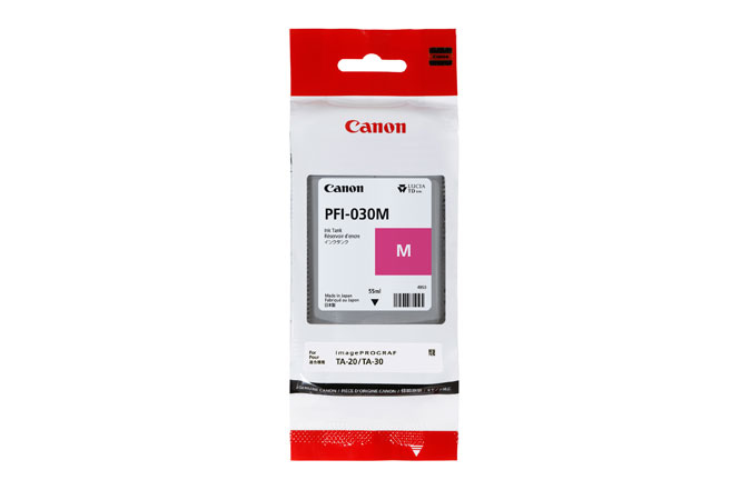 Tanque de tinta canon pfi-030 - magenta, tecnología de impresión inyección de tinta. compatible con plotter canon ta-20 y ta-30. capacidad 55 ml