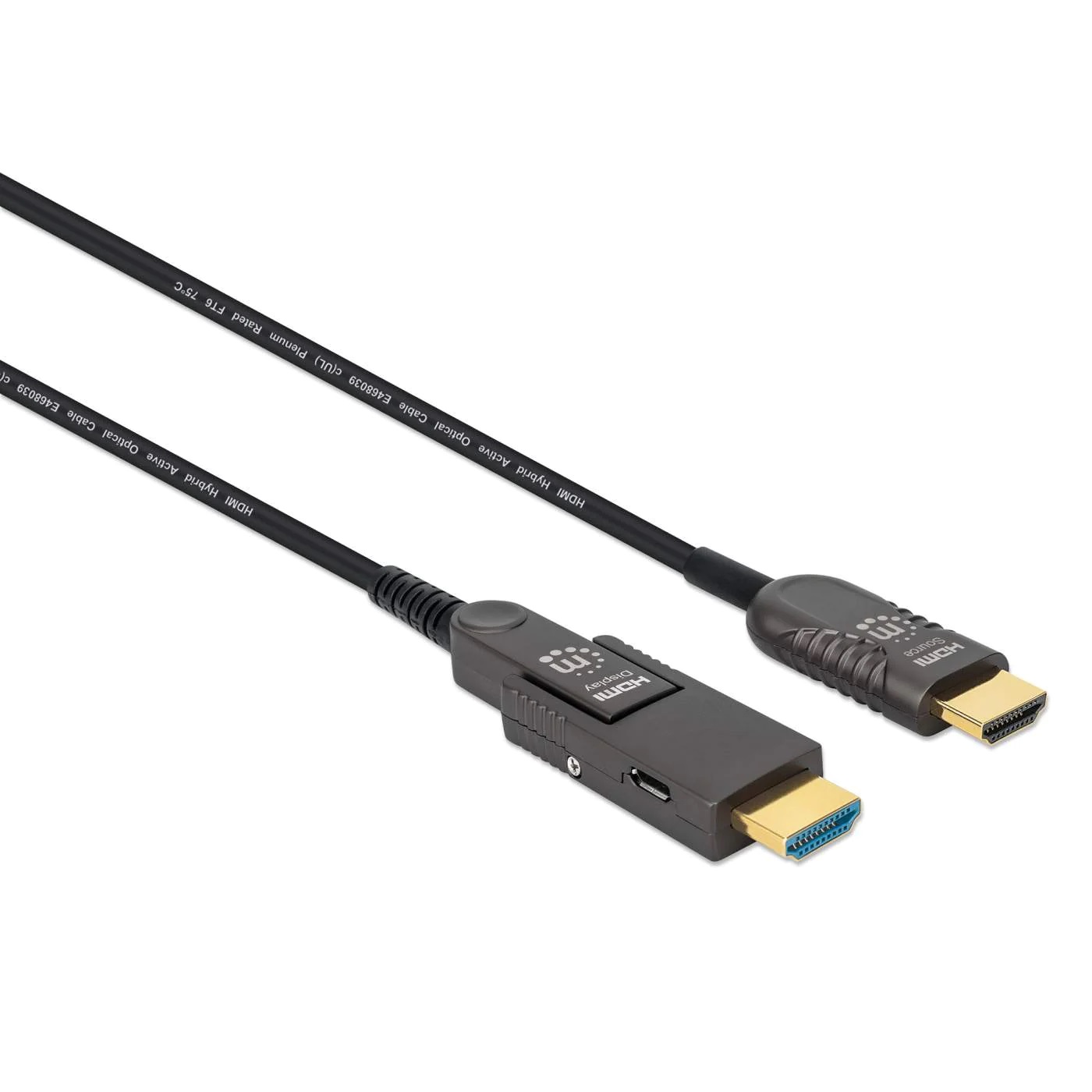 353243 cable óptico activo hdmi macho a micro hdmi macho - de alta velocidad con conector hdmi desmontable 20 mts