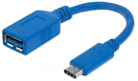 353540 cable para dispositivos usb-c de súper velocidad usb 3.2 gen 1 - c macho/ a hembra, 5 gbps, 15 cm, azul