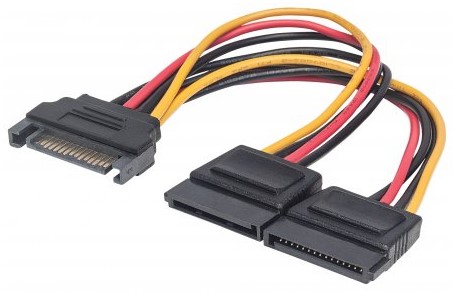 354554 cable y de alimentación sata - alimenta 2 drivers sata con un cable de energía sata, largo 15cm