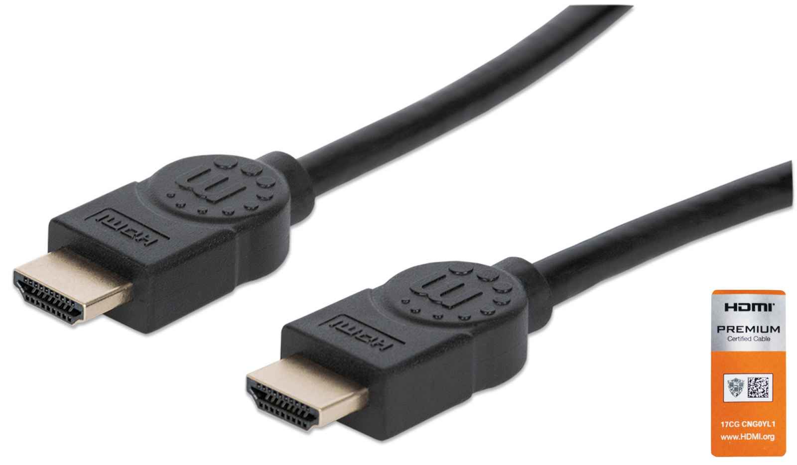 354837 cable hdmi de alta velocidad con canal ethernet - versión premium 4k a 60hz uhd, hec, arc, 3d, 18 gbps, macho a macho, blindado, 1 m