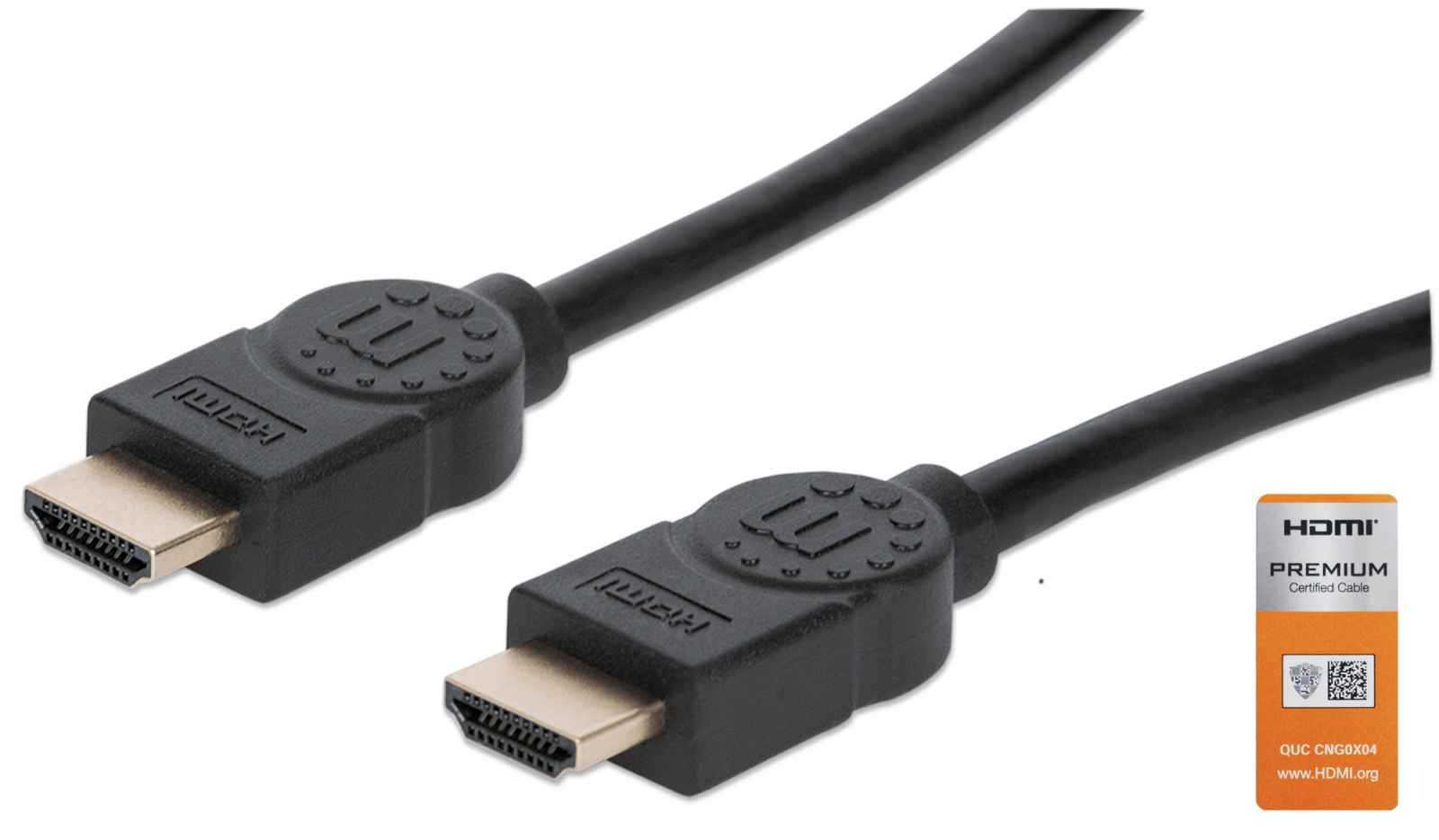 Cable hdmi 2.0 - alta velocidad con canal ethernet premium 4k@60hz manhattan 355353, 3 m, macho, negro