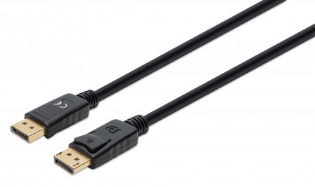 355568 cable displayport 8k v1.4 macho a macho - 1 m soporta 4k a 144hz, hdr, contactos chapados en oro, forro de pvc y conector con seguros.