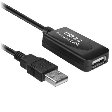 Cable usb v2.0 extensión activa brobotix 372782 - usb tipo a macho, usb tipo a hembra, macho/hembra, 15 m, negro