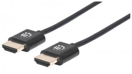 Cable hdmi 2.0 - alta velocidad con ethernet ultradelgado 4k@60hz manhattan 394352, 1 m, macho, negro