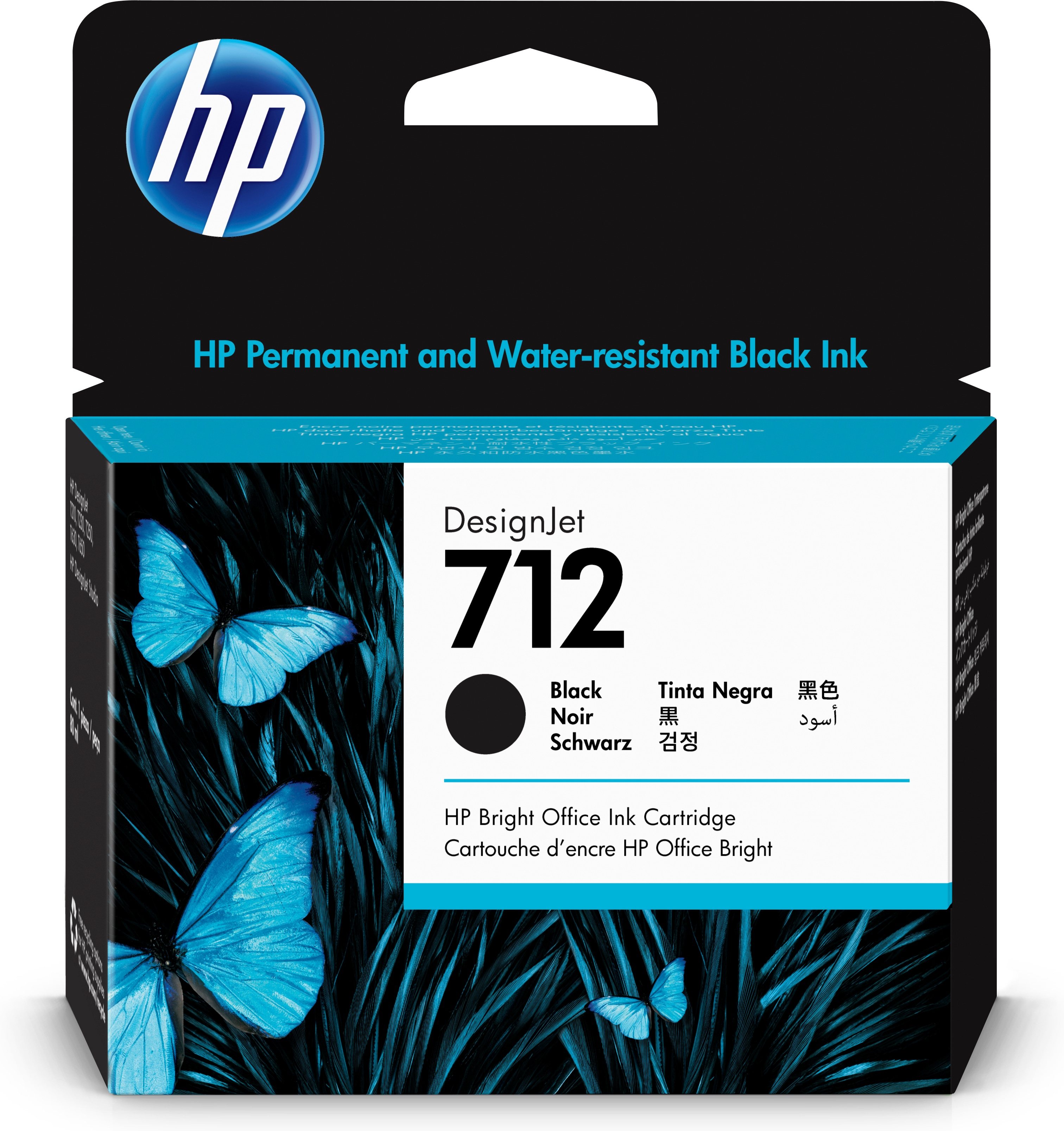 Tinta hp 712 - 3ed71a, negro 80ml