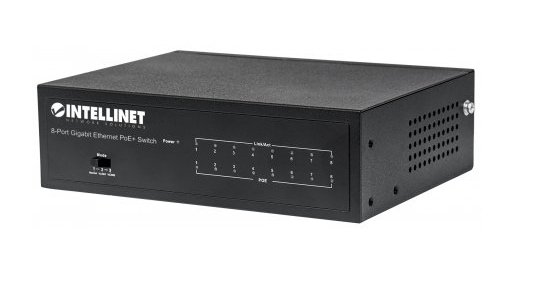 Switch intellinet poe+ gigabit ethernet de 8 puertos - negro, 67, 3 w, 8 puertos, cat5e, cat6, rj-45