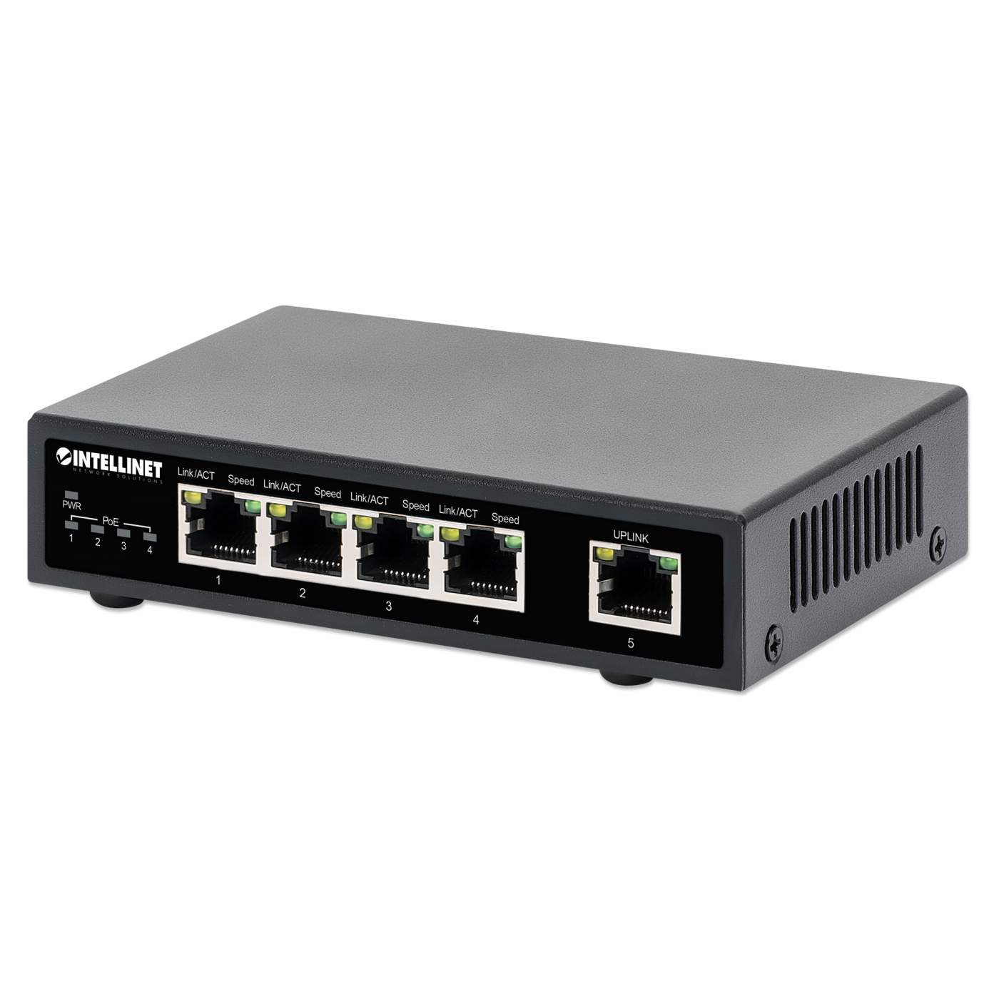 Switch poe+ con 5 puertos gigabit intellinet 561839 - negro, 5