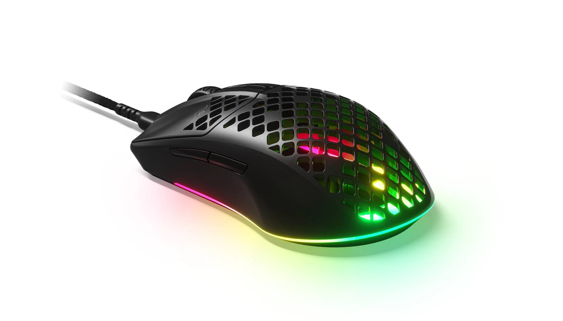 Mouse para juegos steelseries aerox 3 wireless. súper ligero. sensor óptico de aire truemove de 18.000 cpi. diseño ultraligero de 68 g resistente al agua.