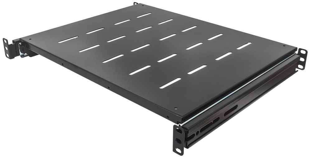 712620 charola deslizable - 1u, 19 pulgadas profundidad de la charola de 550 mm, para racks dobles y gabinetes de 600 a 800 mm, ventilada, negro