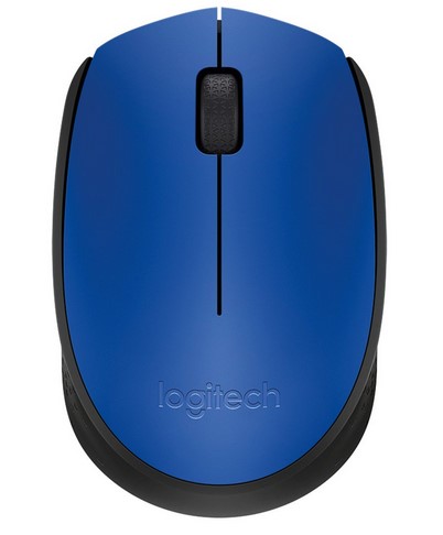 Mouse logitech m170 - negro con detalles en azul, 3 botones, rf inalámbrico