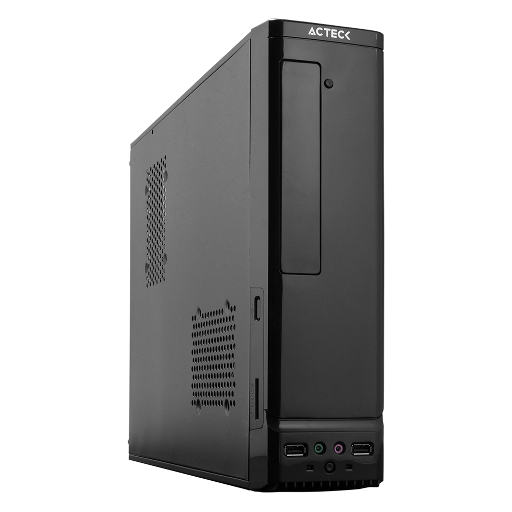 Gabinete acteck atom gs240 micro desktop slim micro atx y mini itx usb 2.0 fuente 450w 1 vent