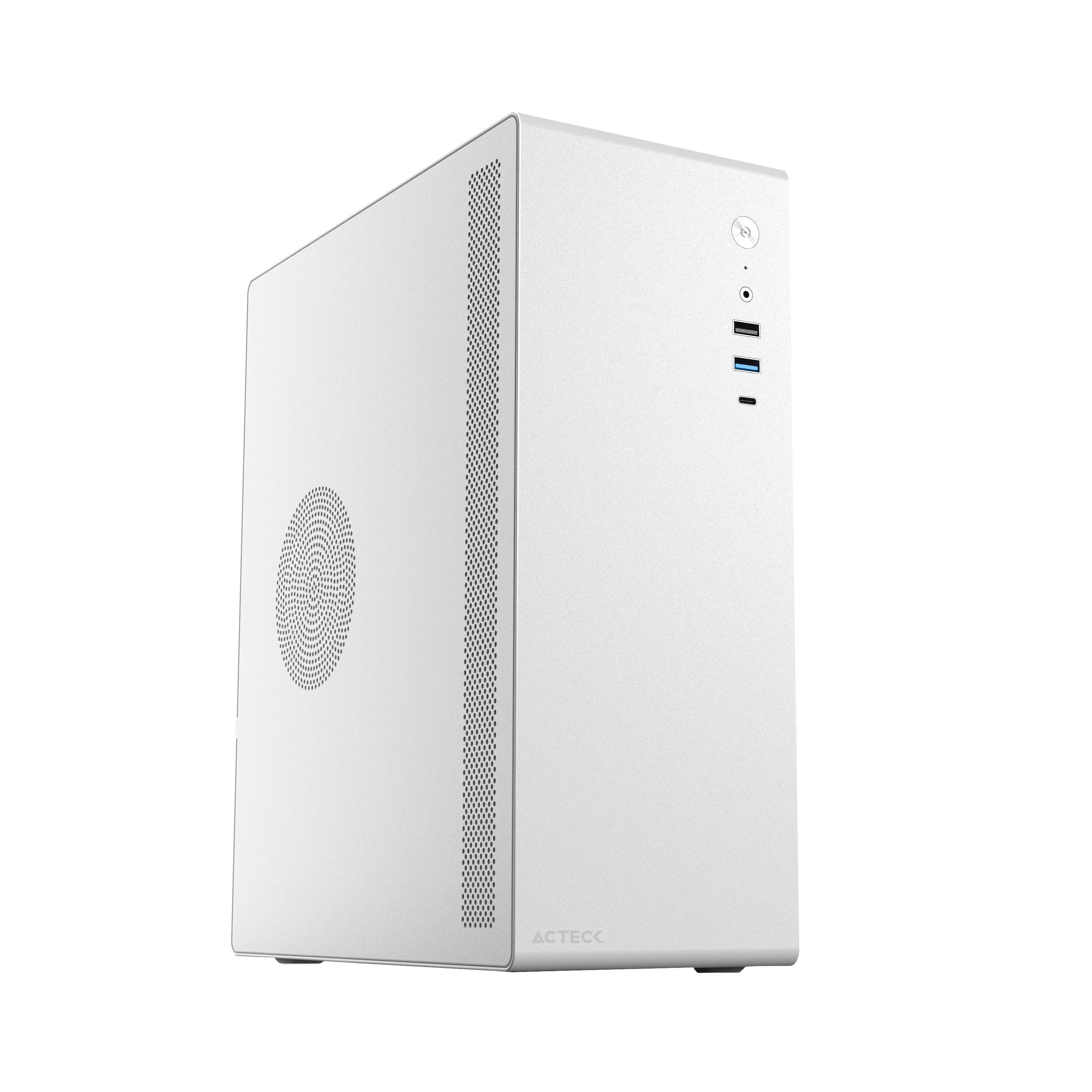 Gabinete acteck ac-935159 - micro-tower, pc, metal, plástico, itx, micro atx, blanco