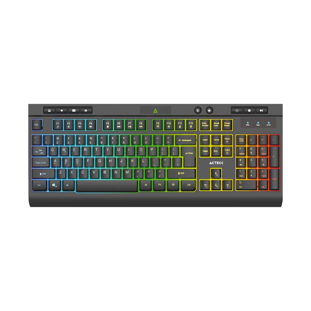 Teclado alámbrico led aurean pro ta477g acteck advanced series