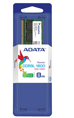 Memoria ram adata pc12800 - 8 gb, ddr3l, 1600 mhz, portátil, 204-pin so-dimm