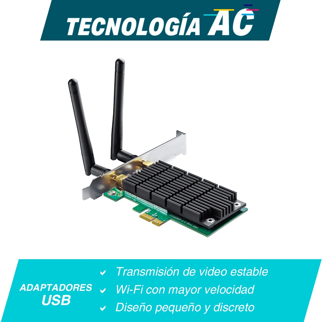 Tarjeta de red pci-express wifi de doble banda tp-link archer t4e mimo y beamforming