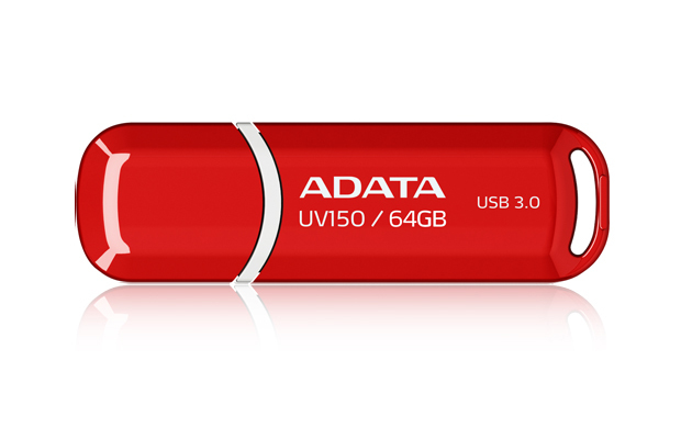 Memoria usb adata uv150 - rojo, 64 gb, usb 3.2 (retrocompatible con 3.0 y 2.0), 100 mb/s